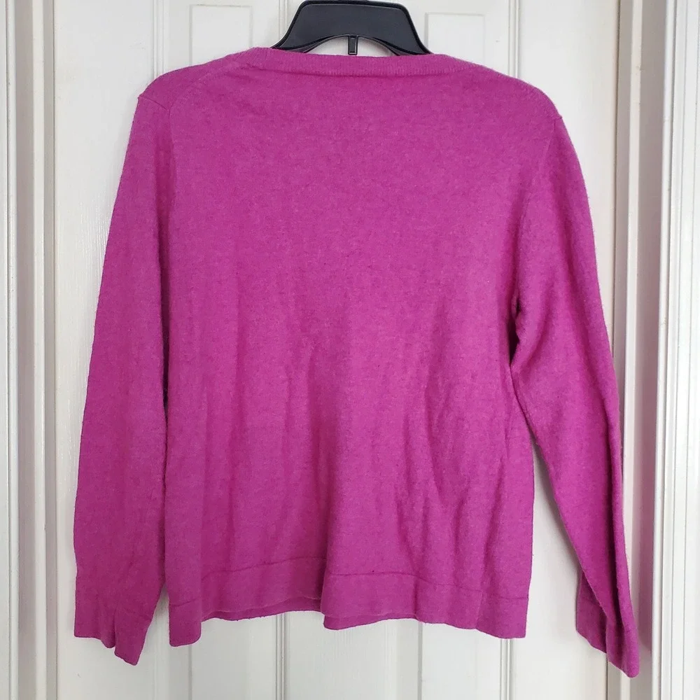 J.Crew Reimagined Fuchsia Wool Cotton Blend Crewneck Sweater Fair Trade Med?